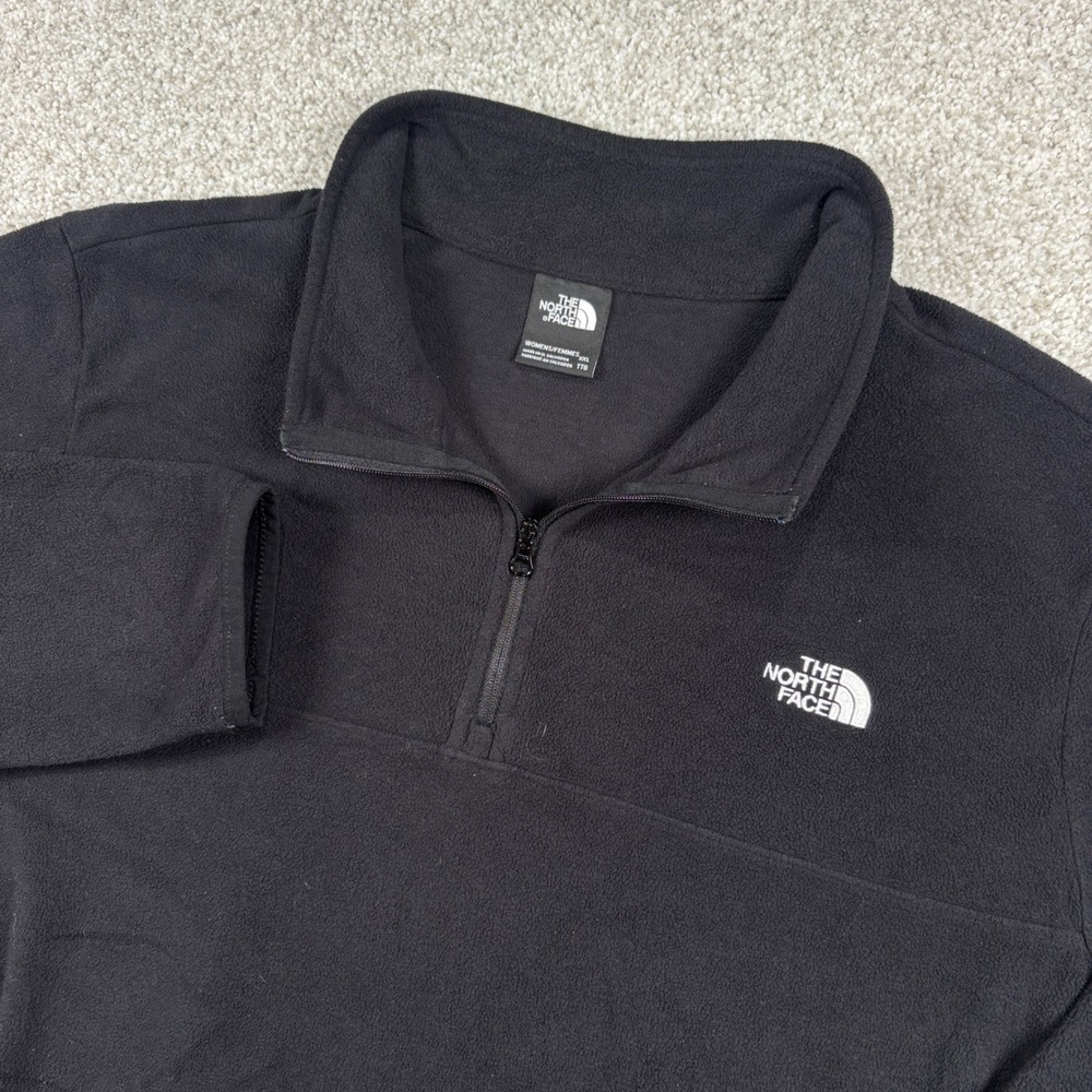 The North Face Fleece Pullover Womens XXL Black Quarter Zip TKA 100 Logo
